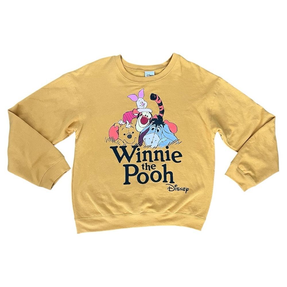 Disney Winnie The Pooh Tigger Piglet Eeyore Yellow Women’s Large Crewneck Cozy
